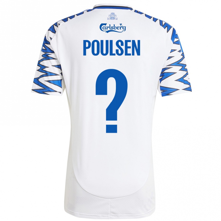 Vaikiškas Xander Poulsen #0 Baltas Dangus Mėlynas Namų Marškinėliai 2024/25 T-Shirt