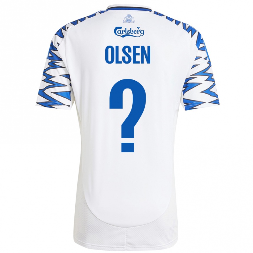 Vaikiškas Gunnar Olsen #0 Baltas Dangus Mėlynas Namų Marškinėliai 2024/25 T-Shirt