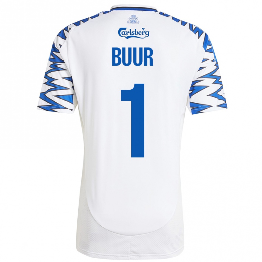 Vaikiškas Oscar Buur #1 Baltas Dangus Mėlynas Namų Marškinėliai 2024/25 T-Shirt