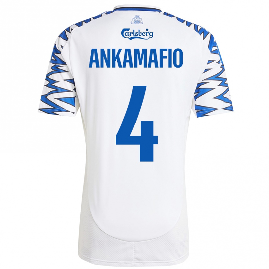 Vaikiškas Graham Ankamafio #4 Baltas Dangus Mėlynas Namų Marškinėliai 2024/25 T-Shirt