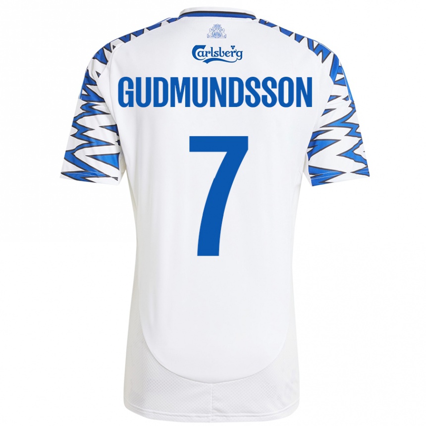 Vaikiškas Galdur Gudmundsson #7 Baltas Dangus Mėlynas Namų Marškinėliai 2024/25 T-Shirt