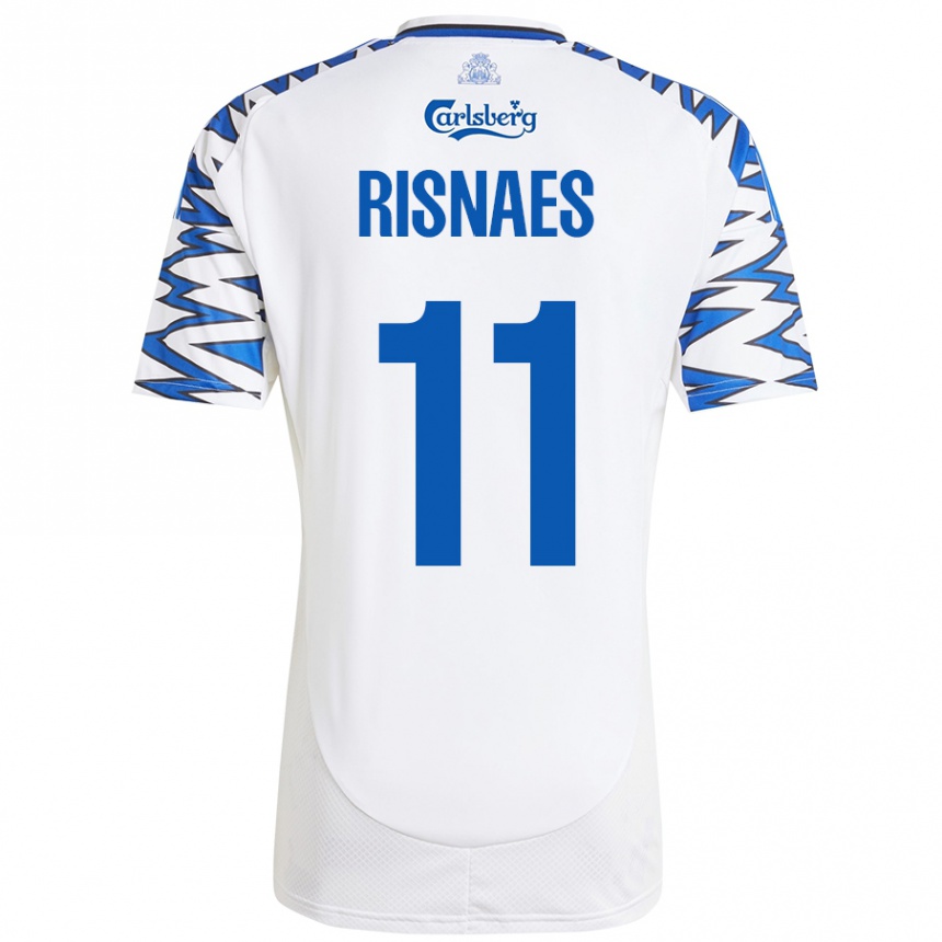 Vaikiškas Roberto Risnaes #11 Baltas Dangus Mėlynas Namų Marškinėliai 2024/25 T-Shirt