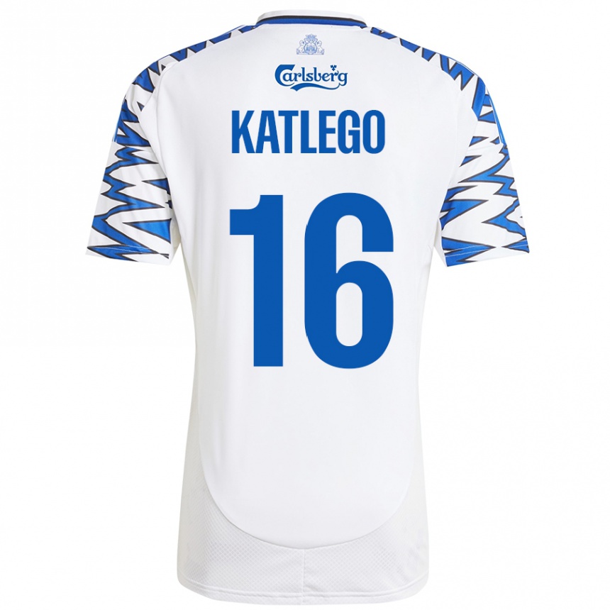 Vaikiškas David Katlego #16 Baltas Dangus Mėlynas Namų Marškinėliai 2024/25 T-Shirt