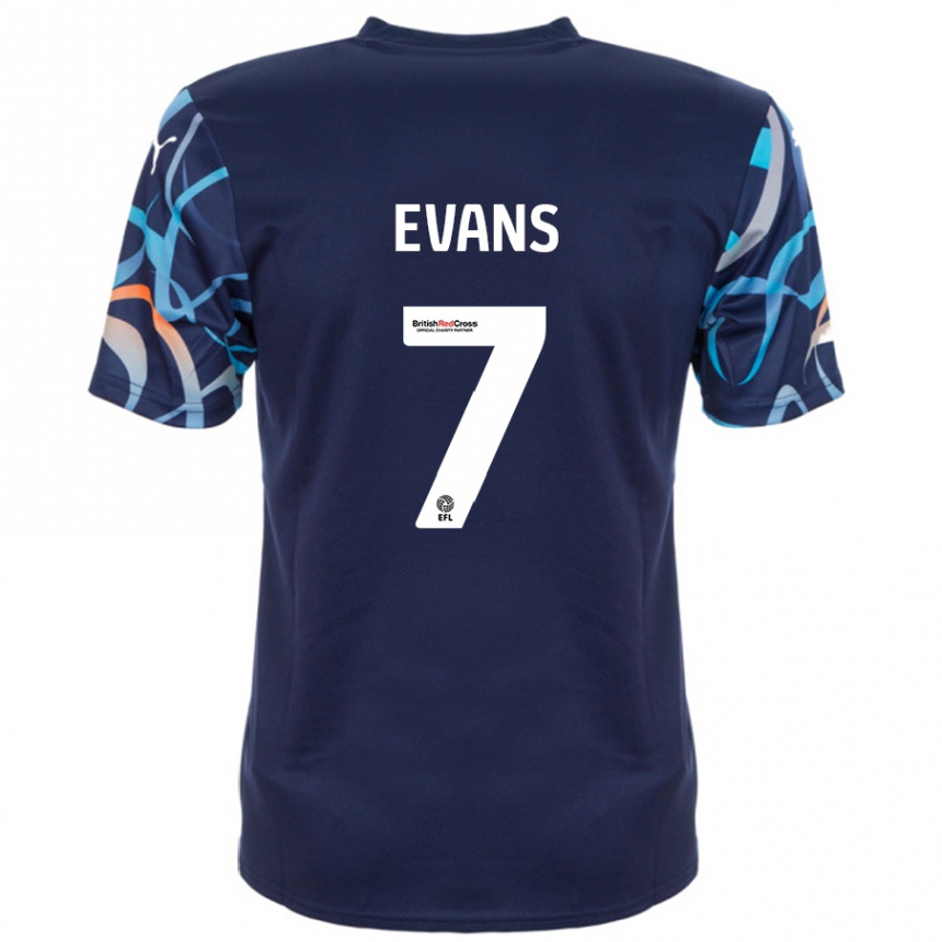 Vaikiškas Lee Evans #7 Tamsiai Mėlyna Išvykos Marškinėliai 2024/25 T-Shirt