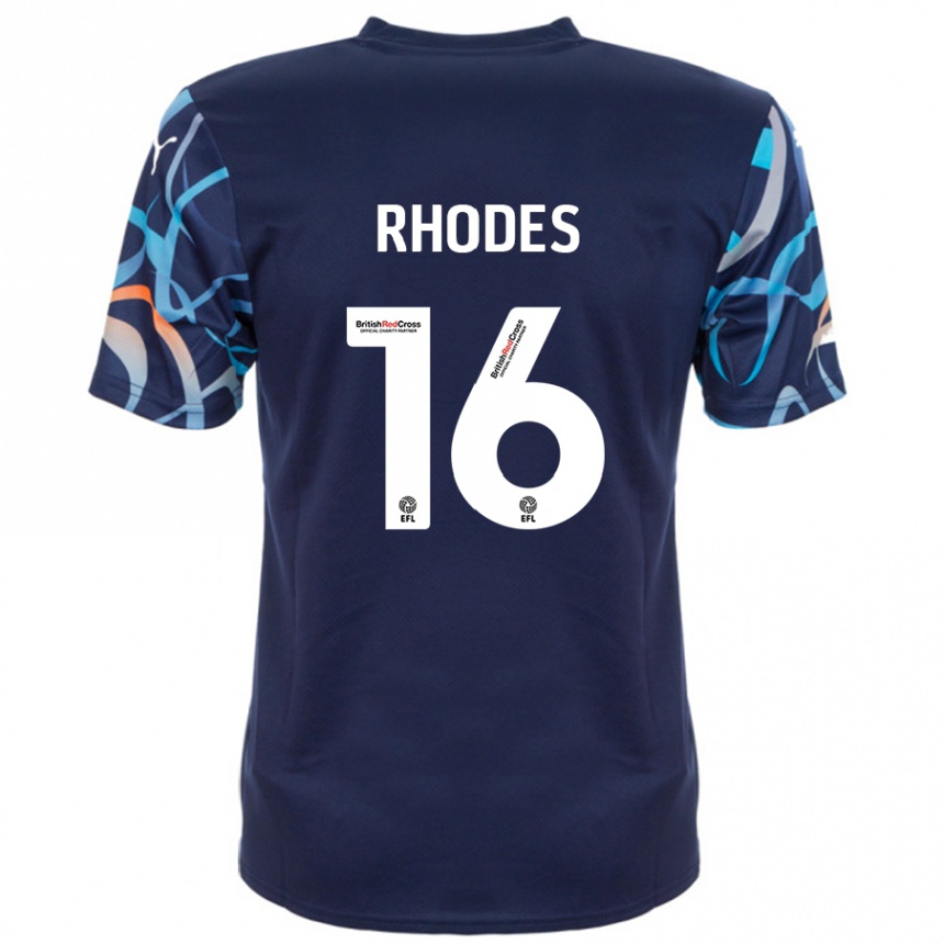 Vaikiškas Jordan Rhodes #16 Tamsiai Mėlyna Išvykos Marškinėliai 2024/25 T-Shirt