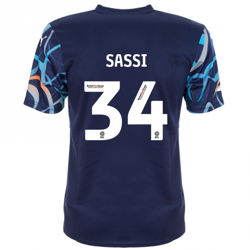 Vaikiškas Dan Sassi #34 Tamsiai Mėlyna Išvykos Marškinėliai 2024/25 T-Shirt