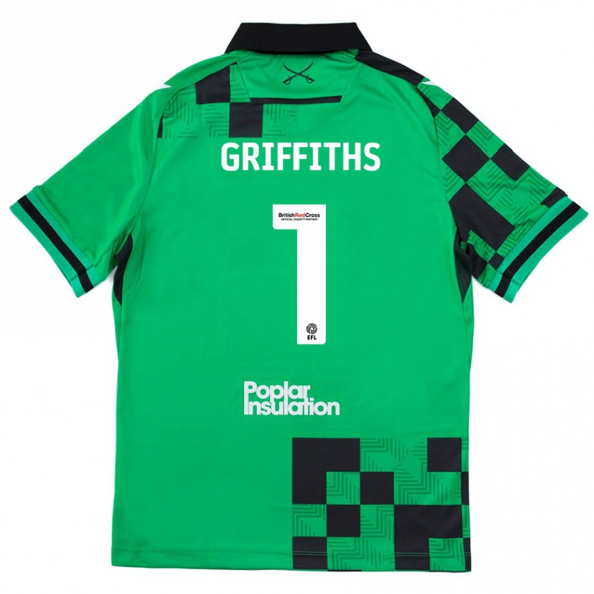 Vaikiškas Josh Griffiths #1 Žalia Juoda Išvykos Marškinėliai 2024/25 T-Shirt