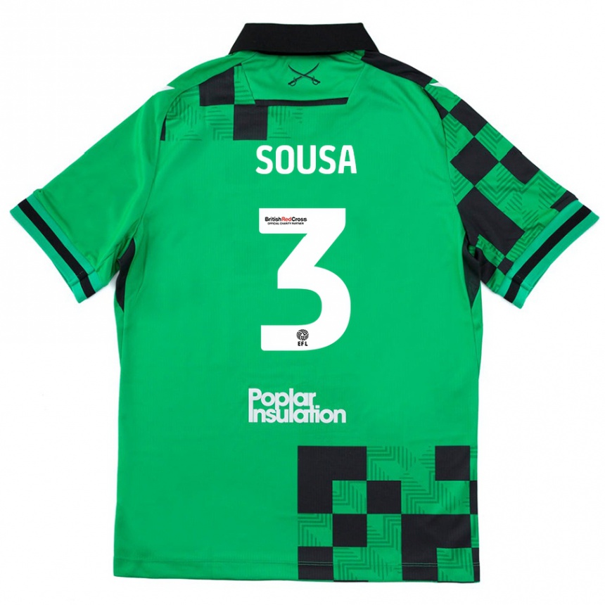 Vaikiškas Lino Sousa #3 Žalia Juoda Išvykos Marškinėliai 2024/25 T-Shirt