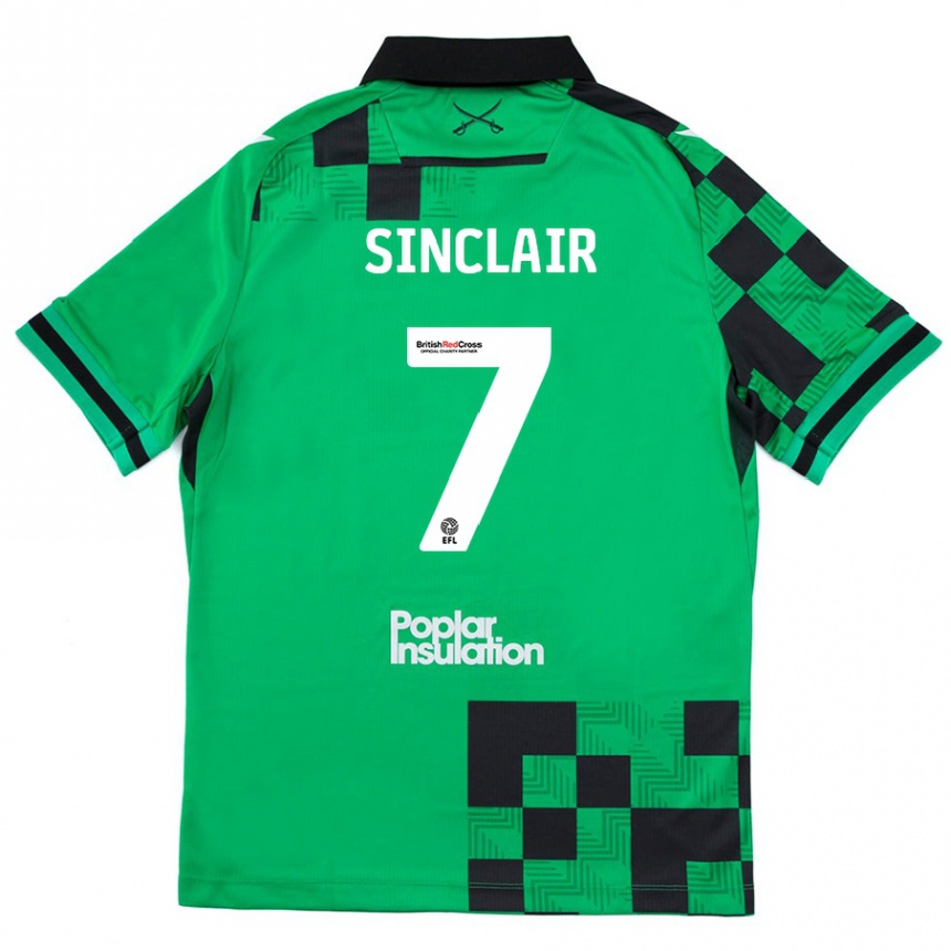 Vaikiškas Scott Sinclair #7 Žalia Juoda Išvykos Marškinėliai 2024/25 T-Shirt