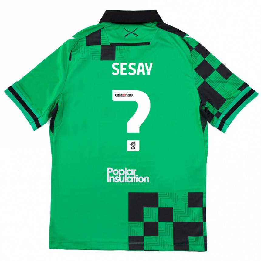 Vaikiškas Malik Sesay #0 Žalia Juoda Išvykos Marškinėliai 2024/25 T-Shirt