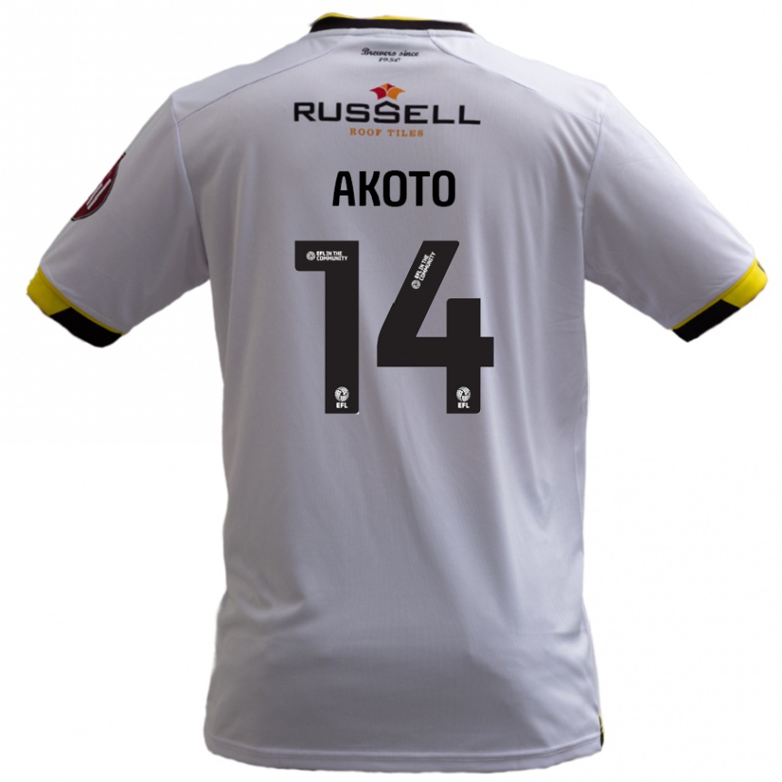 Vaikiškas Nick Akoto #14 Baltas Išvykos Marškinėliai 2024/25 T-Shirt