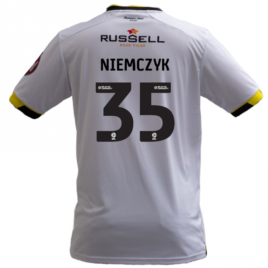 Vaikiškas Jakub Niemczyk #35 Baltas Išvykos Marškinėliai 2024/25 T-Shirt