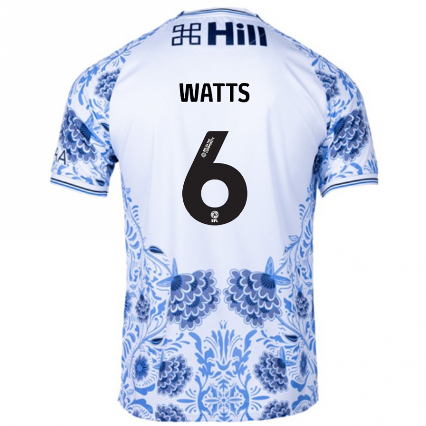 Vaikiškas Kell Watts #6 Balta Mėlyna Išvykos Marškinėliai 2024/25 T-Shirt