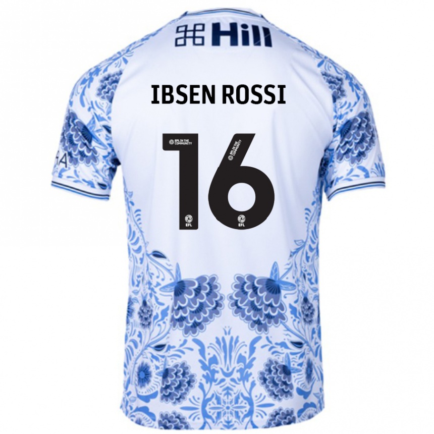 Vaikiškas Zeno Ibsen Rossi #16 Balta Mėlyna Išvykos Marškinėliai 2024/25 T-Shirt