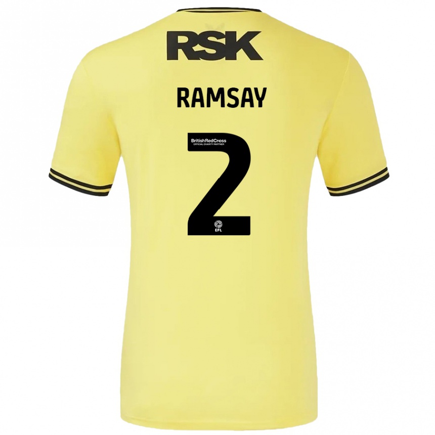 Vaikiškas Kayne Ramsay #2 Geltona Juoda Išvykos Marškinėliai 2024/25 T-Shirt