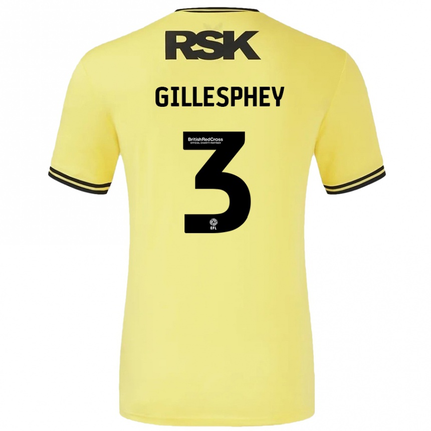 Vaikiškas Macaulay Gillesphey #3 Geltona Juoda Išvykos Marškinėliai 2024/25 T-Shirt