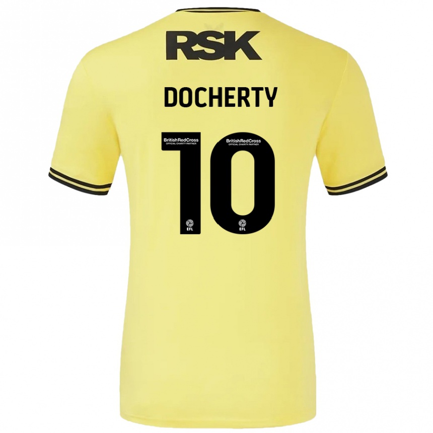 Vaikiškas Greg Docherty #10 Geltona Juoda Išvykos Marškinėliai 2024/25 T-Shirt