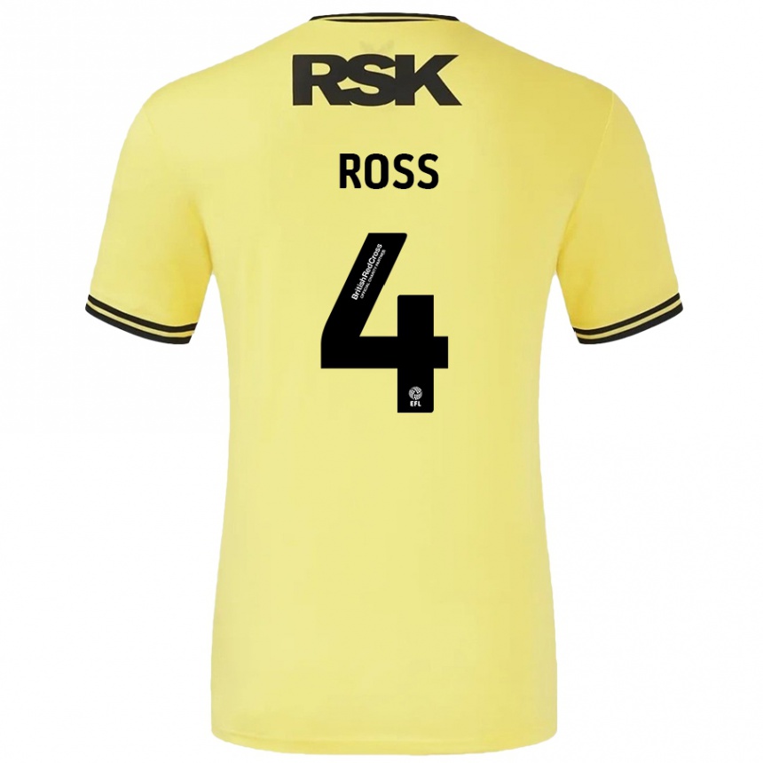 Vaikiškas Mia Ross #4 Geltona Juoda Išvykos Marškinėliai 2024/25 T-Shirt