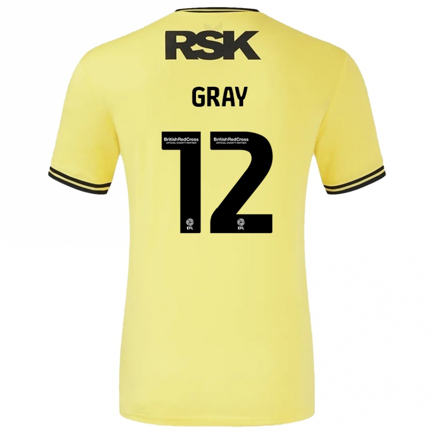 Vaikiškas Jessica Gray #12 Geltona Juoda Išvykos Marškinėliai 2024/25 T-Shirt