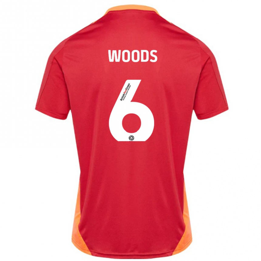 Vaikiškas Ryan Woods #6 Mėlyna Nebalta Išvykos Marškinėliai 2024/25 T-Shirt