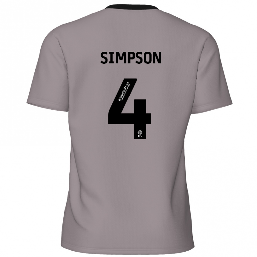 Vaikiškas Jack Simpson #4 Pilka Išvykos Marškinėliai 2024/25 T-Shirt