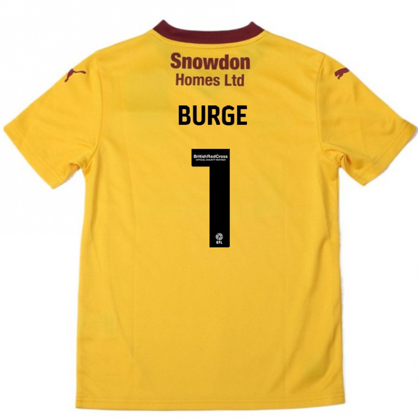 Vaikiškas Lee Burge #1 Oranžinė Burgundija Išvykos Marškinėliai 2024/25 T-Shirt