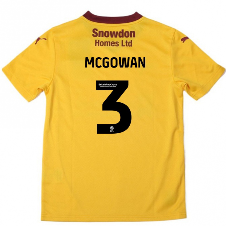 Vaikiškas Aaron Mcgowan #3 Oranžinė Burgundija Išvykos Marškinėliai 2024/25 T-Shirt