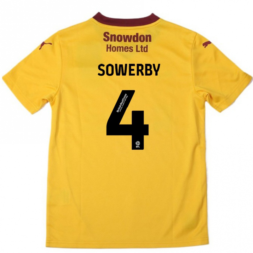 Vaikiškas Jack Sowerby #4 Oranžinė Burgundija Išvykos Marškinėliai 2024/25 T-Shirt