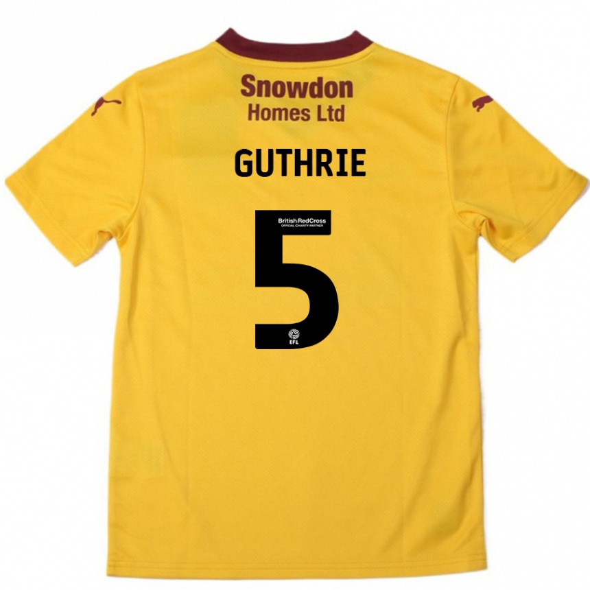 Vaikiškas Jon Guthrie #5 Oranžinė Burgundija Išvykos Marškinėliai 2024/25 T-Shirt