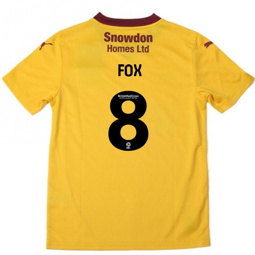 Vaikiškas Ben Fox #8 Oranžinė Burgundija Išvykos Marškinėliai 2024/25 T-Shirt