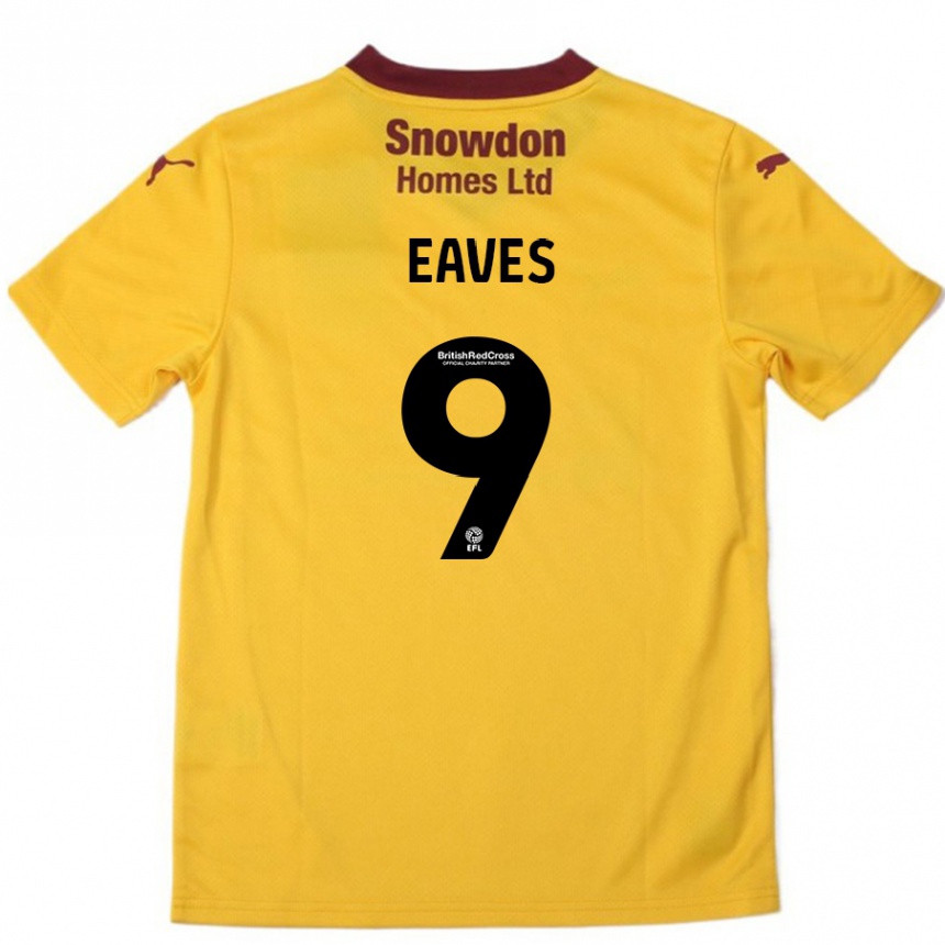 Vaikiškas Tom Eaves #9 Oranžinė Burgundija Išvykos Marškinėliai 2024/25 T-Shirt