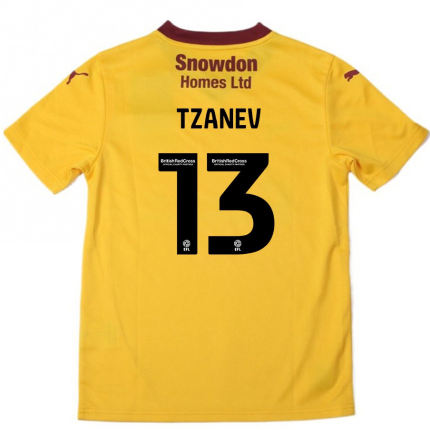 Vaikiškas Nik Tzanev #13 Oranžinė Burgundija Išvykos Marškinėliai 2024/25 T-Shirt