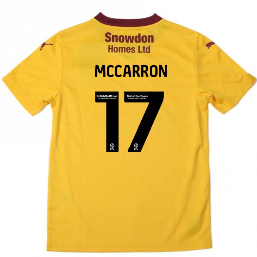 Vaikiškas Liam Mccarron #17 Oranžinė Burgundija Išvykos Marškinėliai 2024/25 T-Shirt