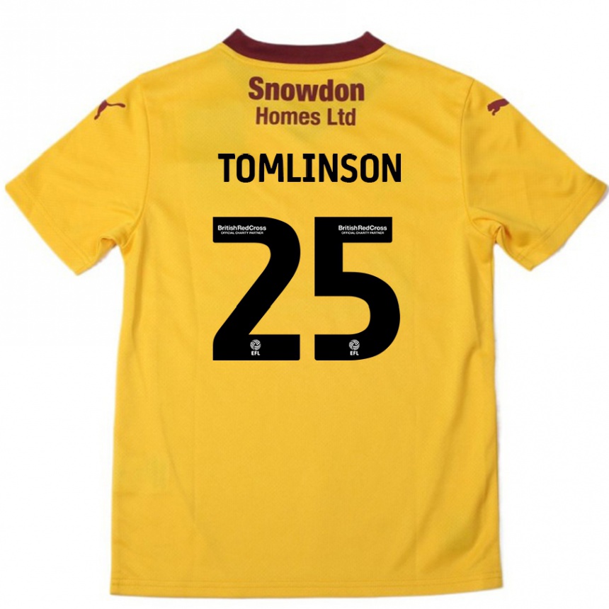 Vaikiškas Josh Tomlinson #25 Oranžinė Burgundija Išvykos Marškinėliai 2024/25 T-Shirt