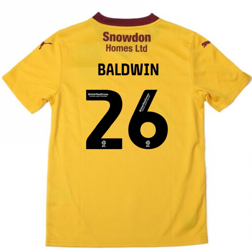 Vaikiškas Jack Baldwin #26 Oranžinė Burgundija Išvykos Marškinėliai 2024/25 T-Shirt