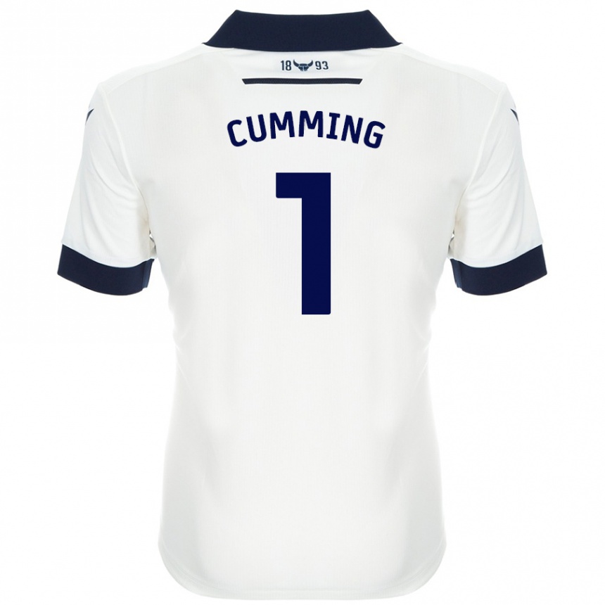 Vaikiškas Jamie Cumming #1 Balta Tamsiai Mėlyna Išvykos Marškinėliai 2024/25 T-Shirt