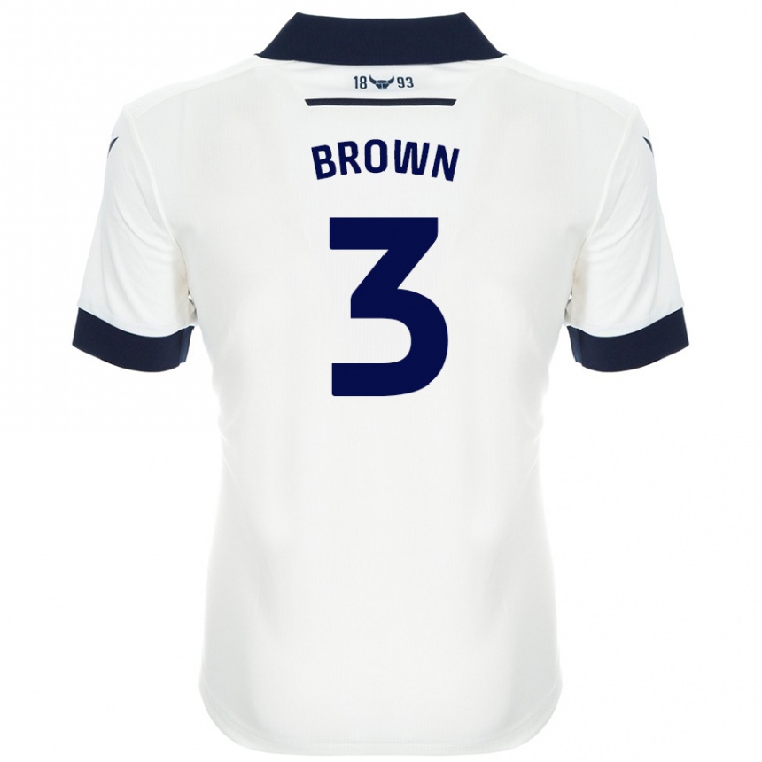 Vaikiškas Ciaron Brown #3 Balta Tamsiai Mėlyna Išvykos Marškinėliai 2024/25 T-Shirt