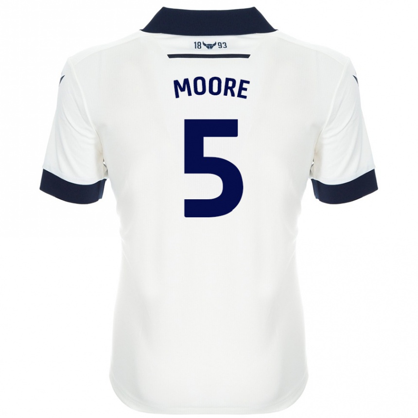 Vaikiškas Elliott Moore #5 Balta Tamsiai Mėlyna Išvykos Marškinėliai 2024/25 T-Shirt