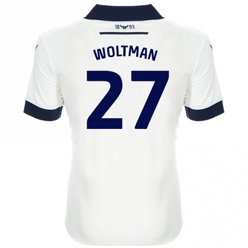 Vaikiškas Max Woltman #27 Balta Tamsiai Mėlyna Išvykos Marškinėliai 2024/25 T-Shirt