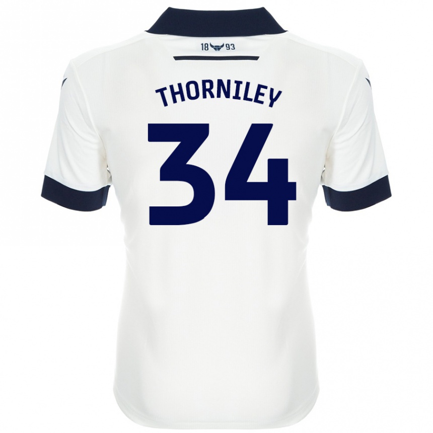 Vaikiškas Jordan Thorniley #34 Balta Tamsiai Mėlyna Išvykos Marškinėliai 2024/25 T-Shirt