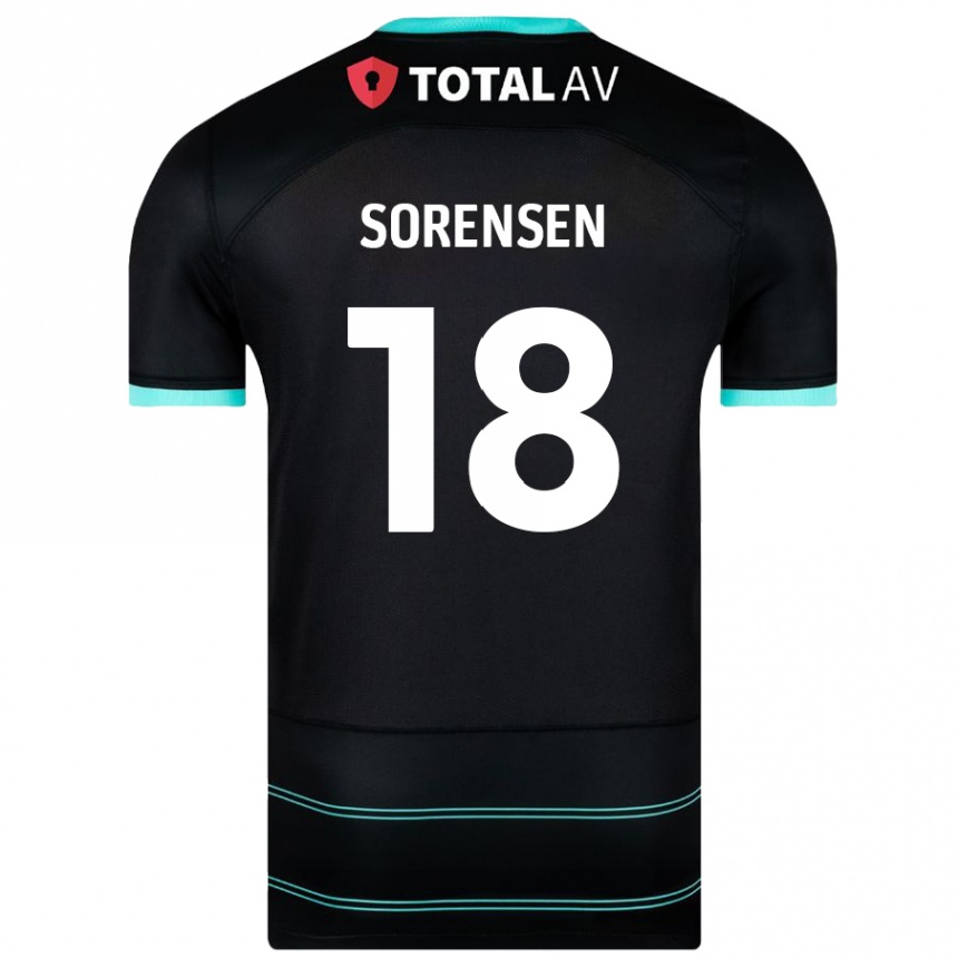 Vaikiškas Elias Sørensen #18 Juoda Išvykos Marškinėliai 2024/25 T-Shirt