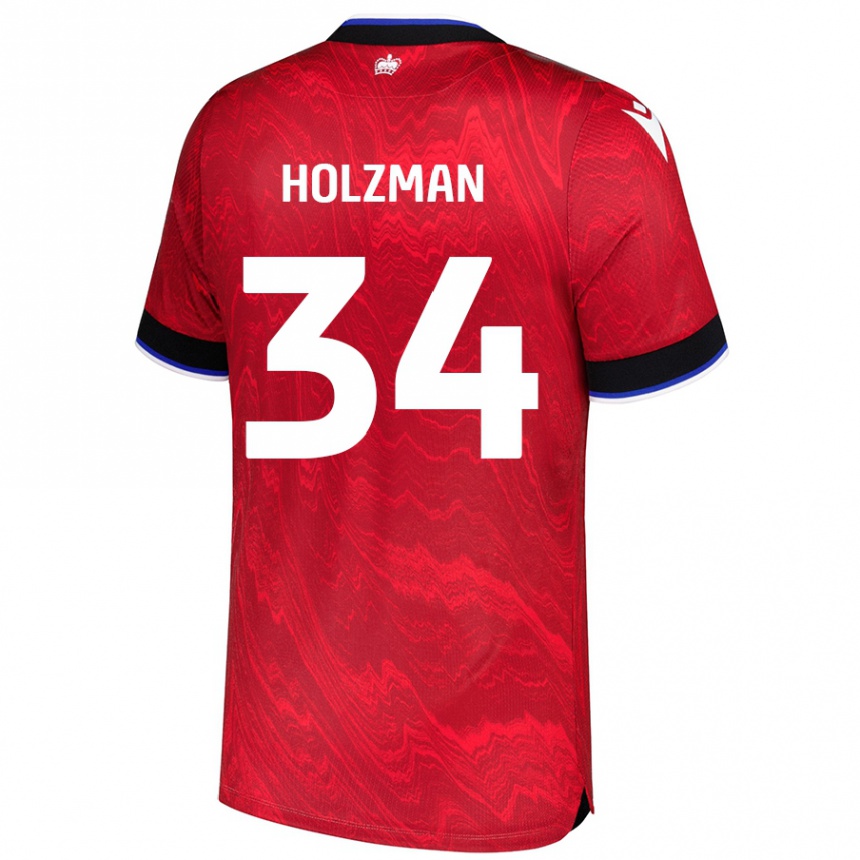 Vaikiškas Louie Holzman #34 Raudona Juoda Išvykos Marškinėliai 2024/25 T-Shirt