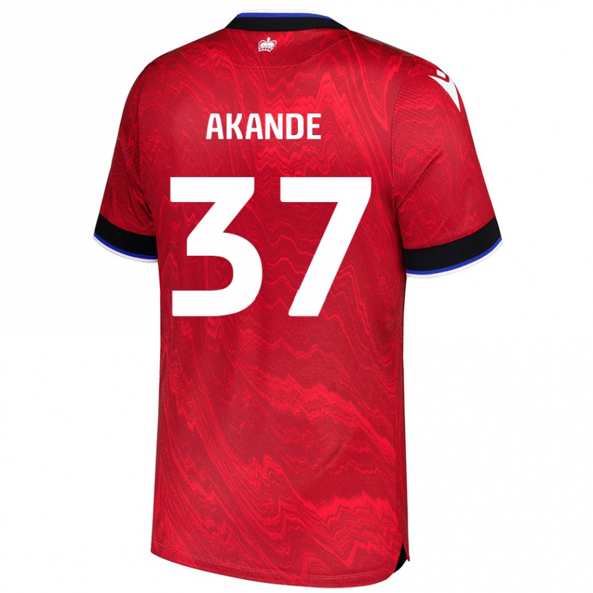 Vaikiškas Adrian Akande #37 Raudona Juoda Išvykos Marškinėliai 2024/25 T-Shirt