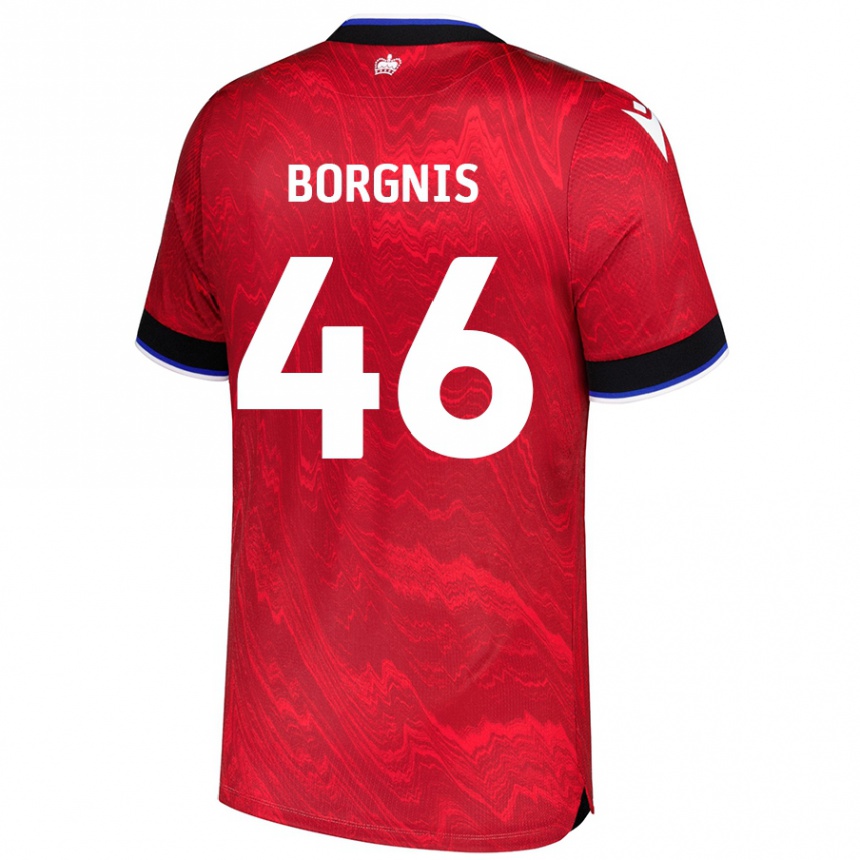 Vaikiškas Jacob Borgnis #46 Raudona Juoda Išvykos Marškinėliai 2024/25 T-Shirt