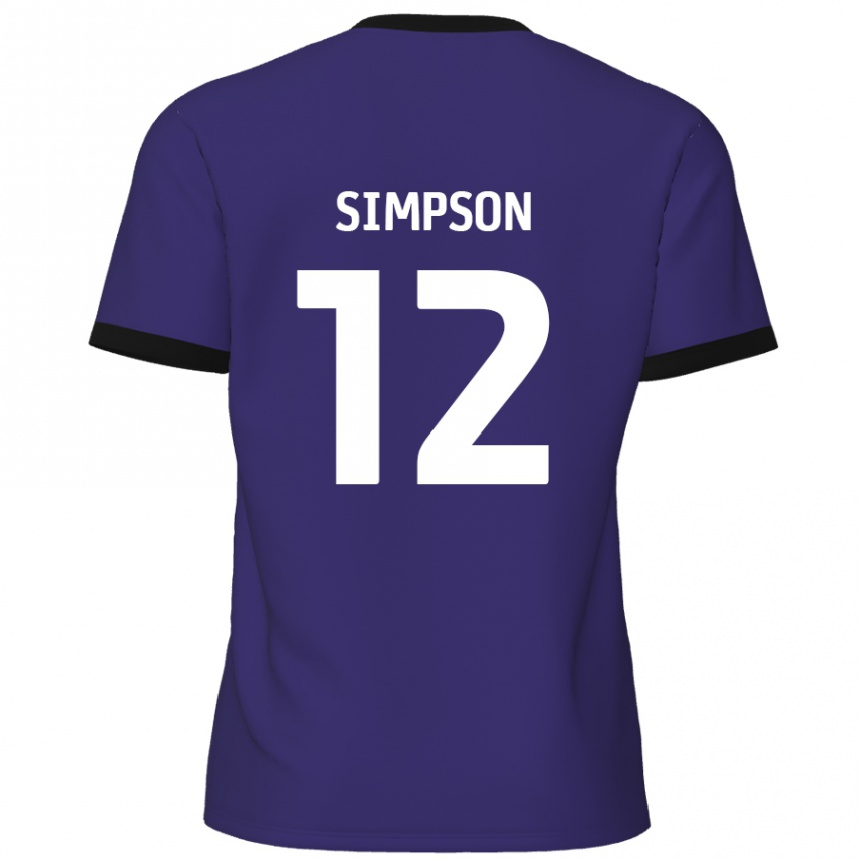 Vaikiškas Tyreece Simpson #12 Violetinė Išvykos Marškinėliai 2024/25 T-Shirt