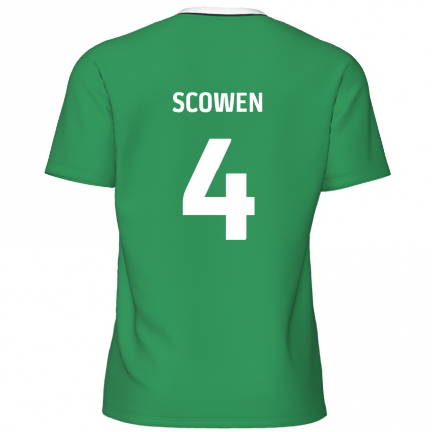 Vaikiškas Josh Scowen #4 Žalia Baltos Juostelės Išvykos Marškinėliai 2024/25 T-Shirt