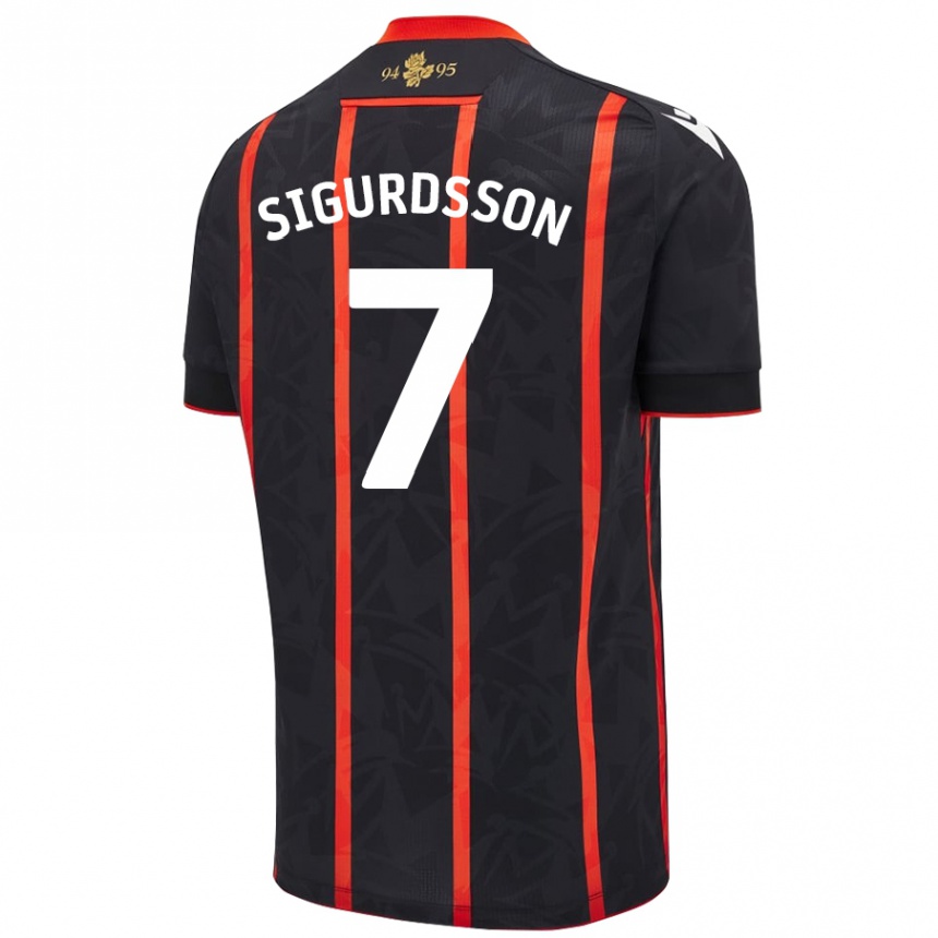 Vaikiškas Arnór Sigurdsson #7 Juoda Raudona Išvykos Marškinėliai 2024/25 T-Shirt