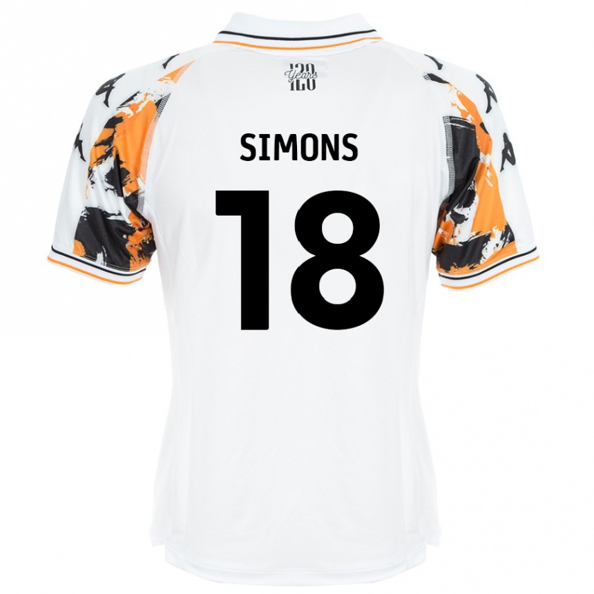 Vaikiškas Xavier Simons #18 Baltas Išvykos Marškinėliai 2024/25 T-Shirt