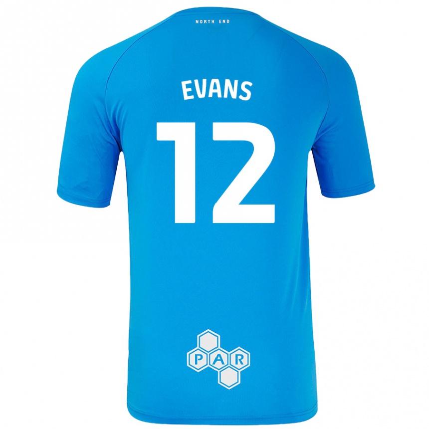 Vaikiškas Ched Evans #12 Dangaus Mėlyna Išvykos Marškinėliai 2024/25 T-Shirt