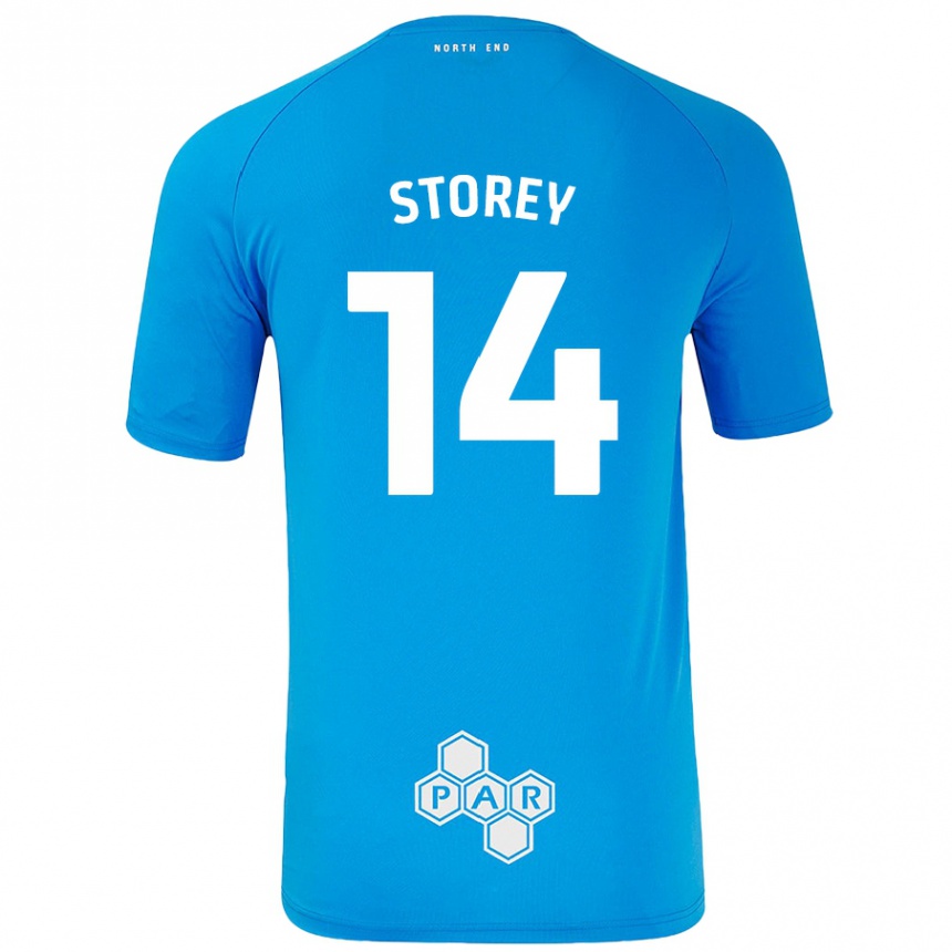 Vaikiškas Jordan Storey #14 Dangaus Mėlyna Išvykos Marškinėliai 2024/25 T-Shirt